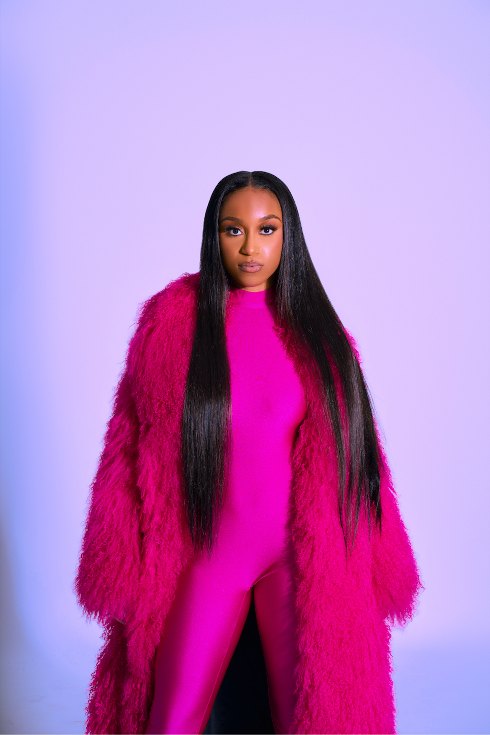 Pink mongolian 2025 fur coat